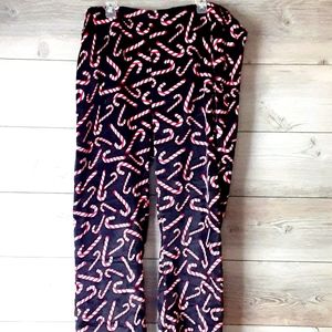 Women's black and red candy cane PJ'S 3X